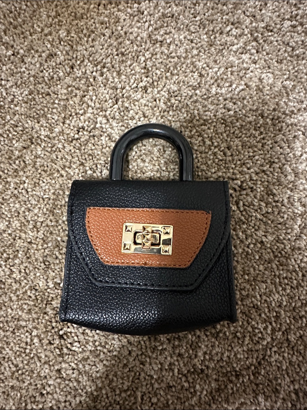 Black & Tan Mini Top-Handle Leather Crossbody Bag